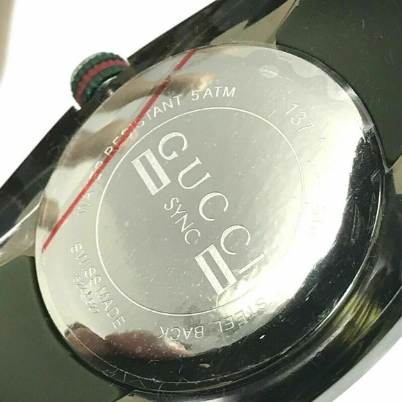 GUCCI SYNC YA137106 Green Rubber Band Men's Watch - Picture 6 of 12